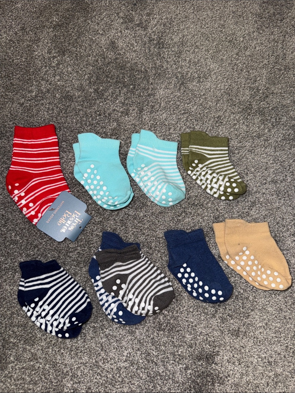 9 Pairs of Non-Slip Baby Socks Multi-Color Set